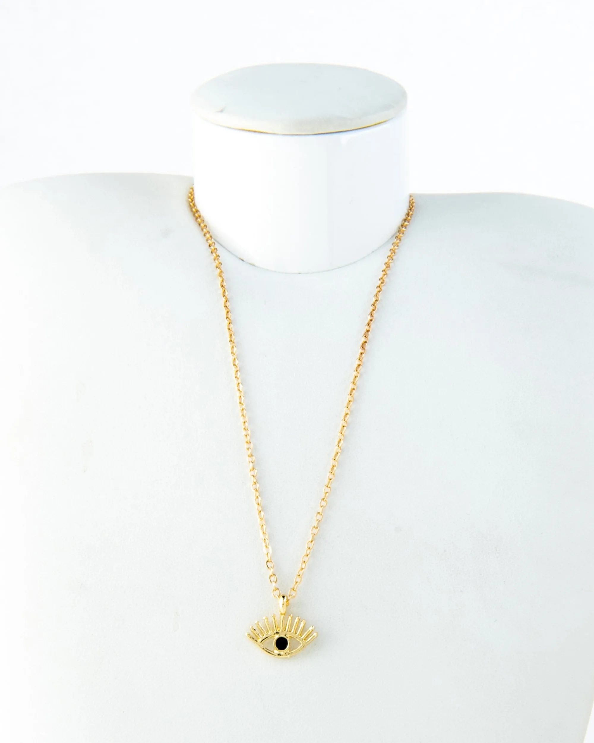 BLACK EVIL EYE GOLD PLATED PENDANT NECKLACE 2439 - قلادة