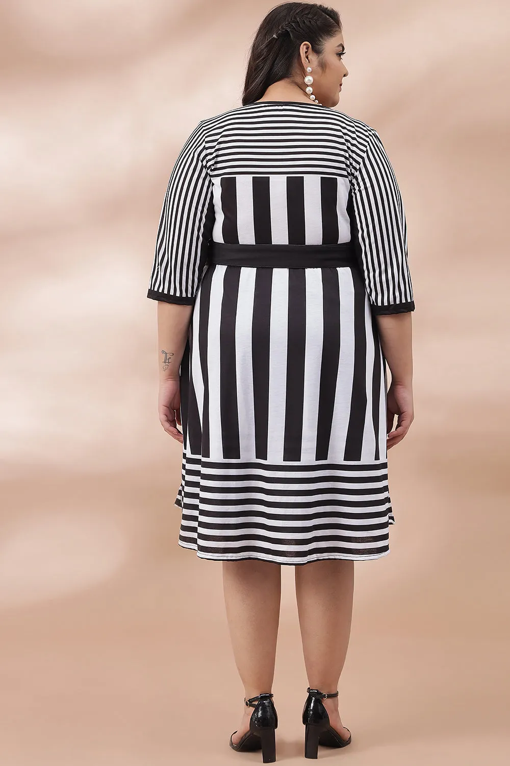 Black Stripe Luxe True Wrap Dress