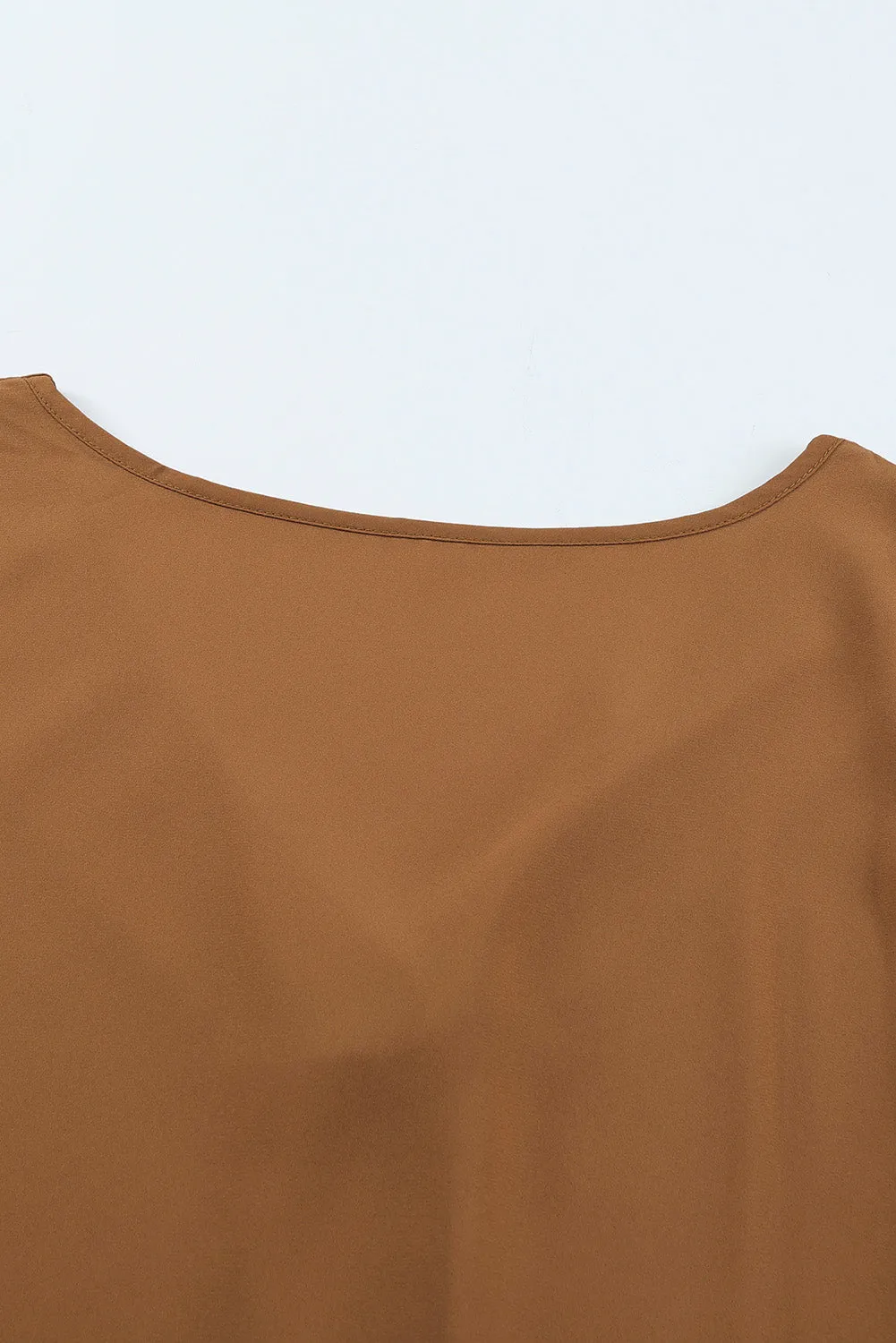 Brown Swiss Dot V Neck Long Sleeve Blouse