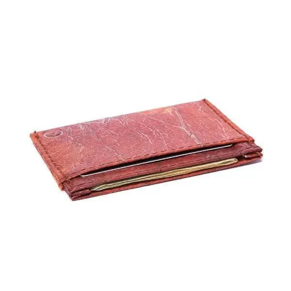 Brown vegan card holder made of leaves by Tree Tribe