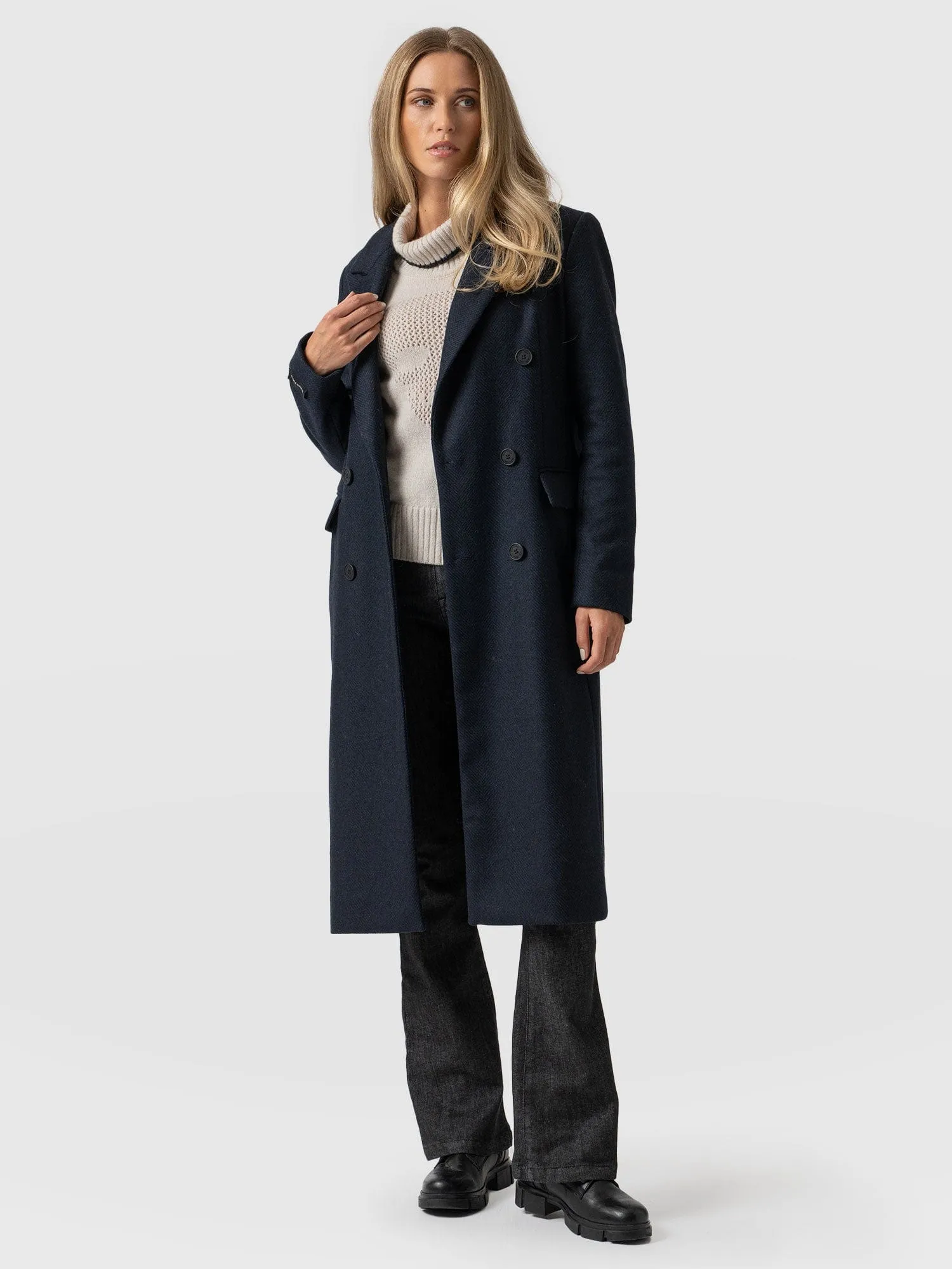 Cambridge Coat - Navy Chevron