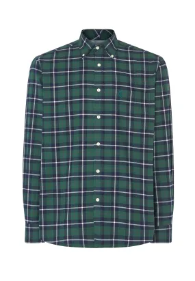 Camisa Hombre Manga Larga con Bolsillo Algodón Franela Cuadros - Verde 0402_44