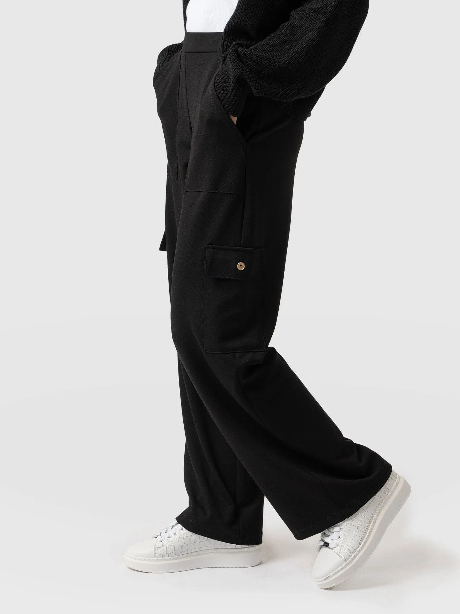 Cargo Chelsea Wide Leg Pant - Black