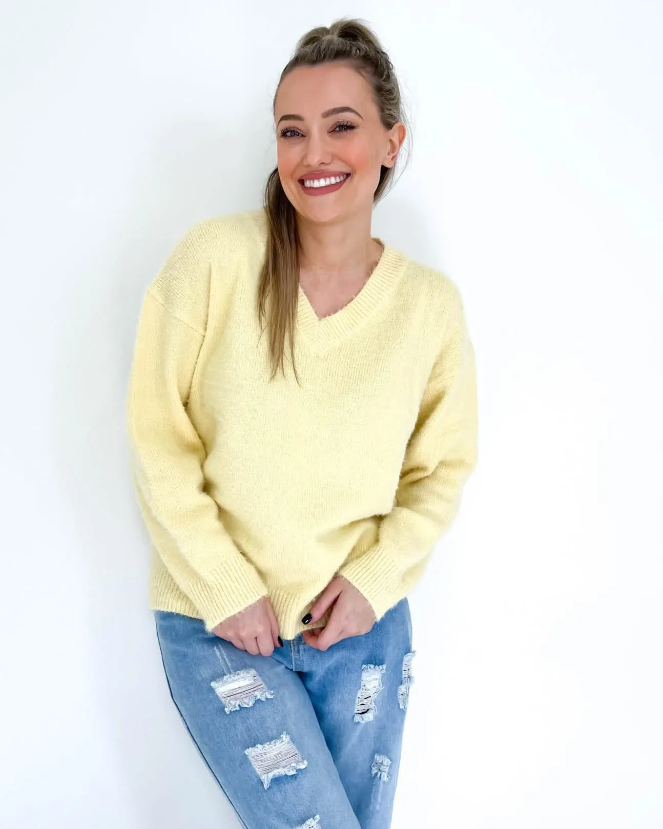 Carlina Fluffy V Neck Jumper