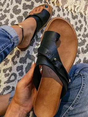 Casual Clip Toe Flat Heel Sandal