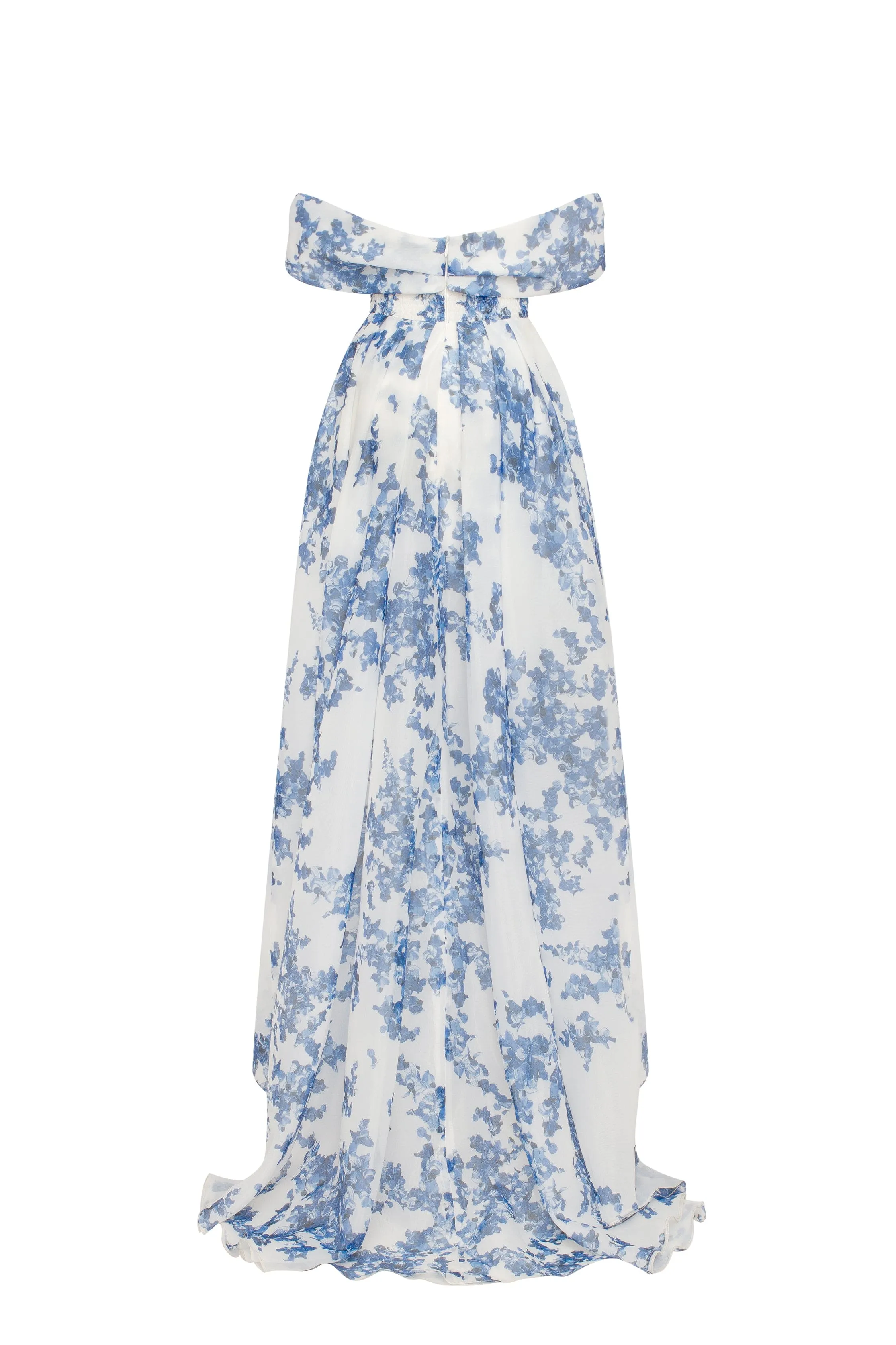 Catchy off-the-shoulder blue hydrangea maxi dress, Garden of Eden