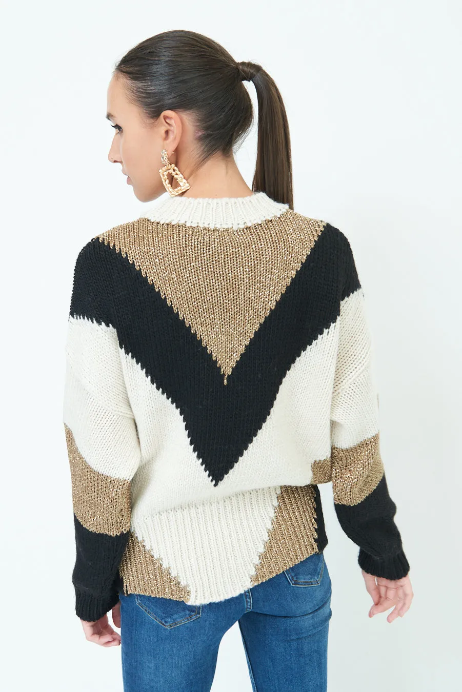 Chic chevron pattern sweater wholesale