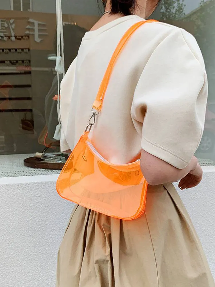 Clear Solid Color Shoulder Bag