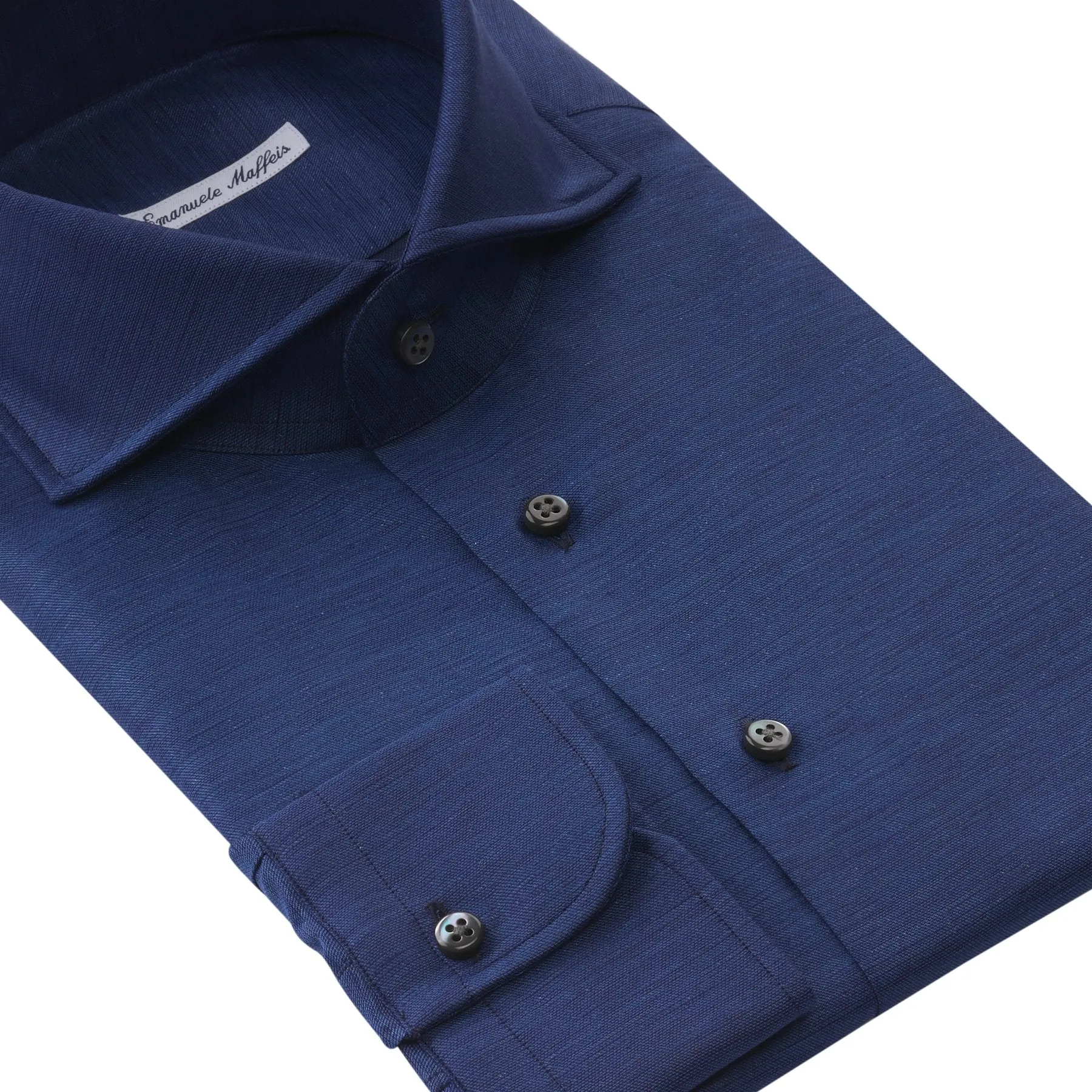 Cotton and Linen-Blend Dark Blue Shirt