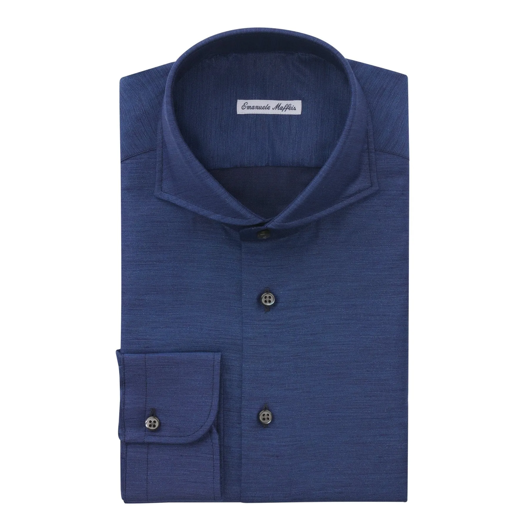 Cotton and Linen-Blend Dark Blue Shirt