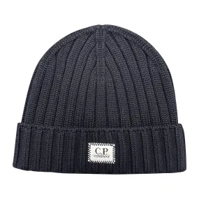 CP COMPANY Patch Logo Wool Beanie Navy