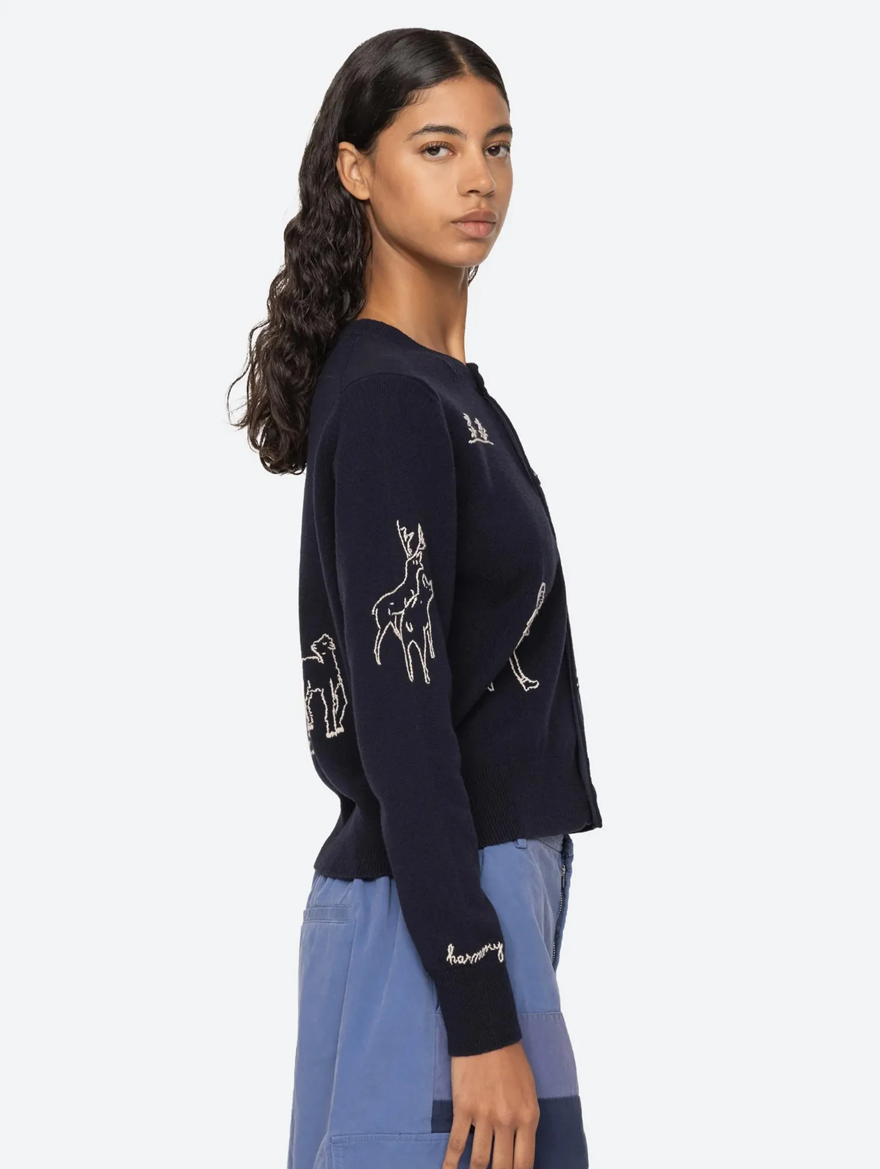 Demi French Workwear Cardigan in Navy