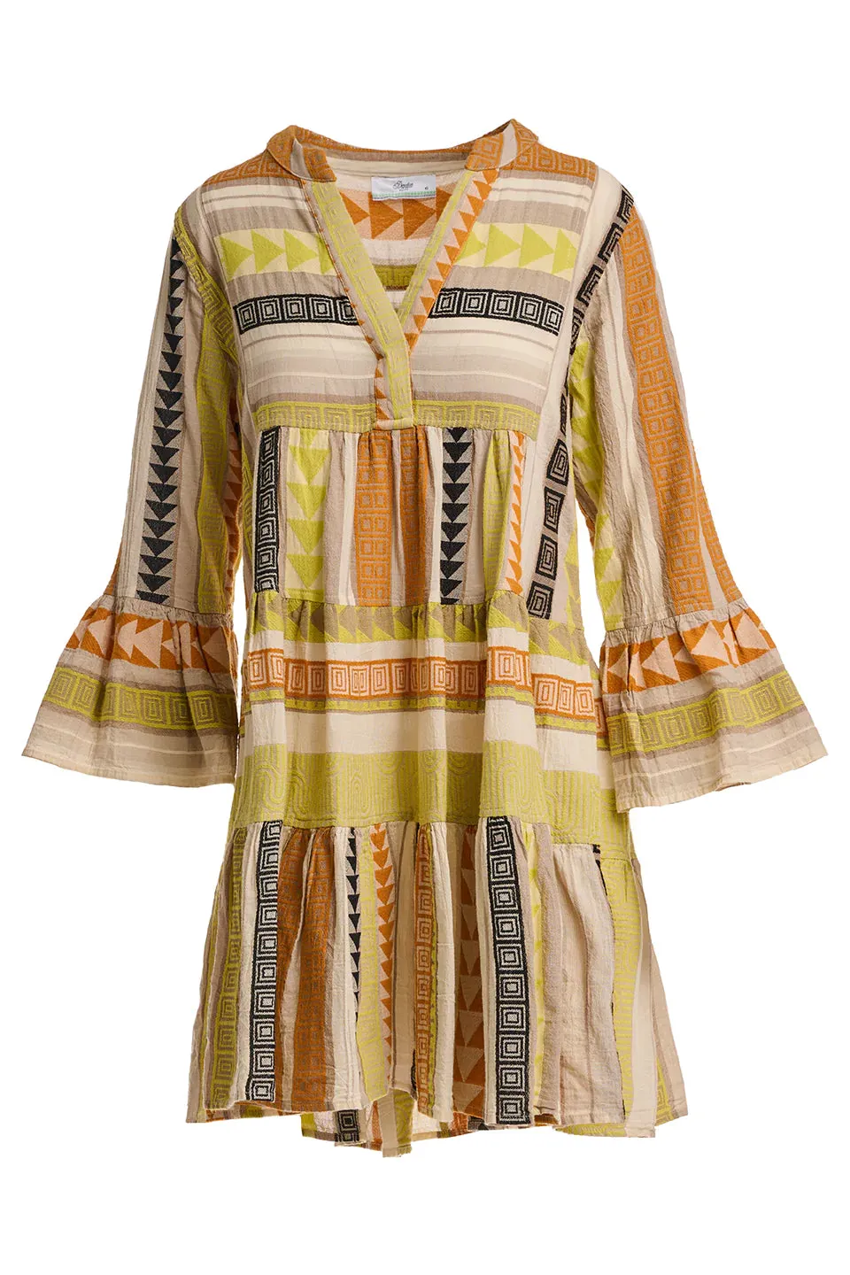 Devotion Twins Ella Midi Dress in Multi Lime/Black