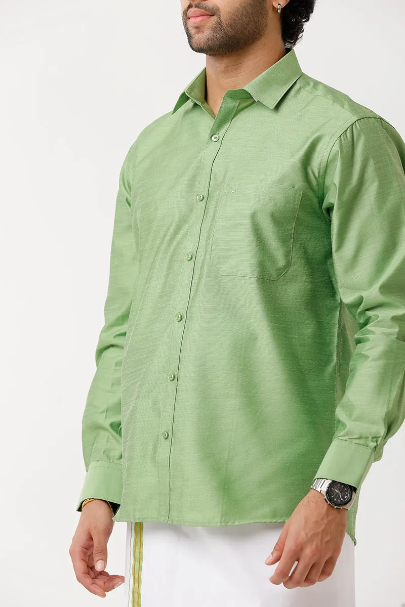 Divine - Lime green Matching Shirt and Dhoti Set For Men | Uathayam