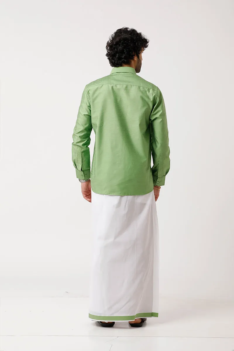 Divine - Lime green Matching Shirt and Dhoti Set For Men | Uathayam