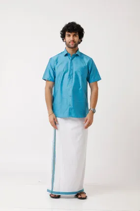 Divine - Ramar Green Matching Shirt and Dhoti Set For Men | Uathayam