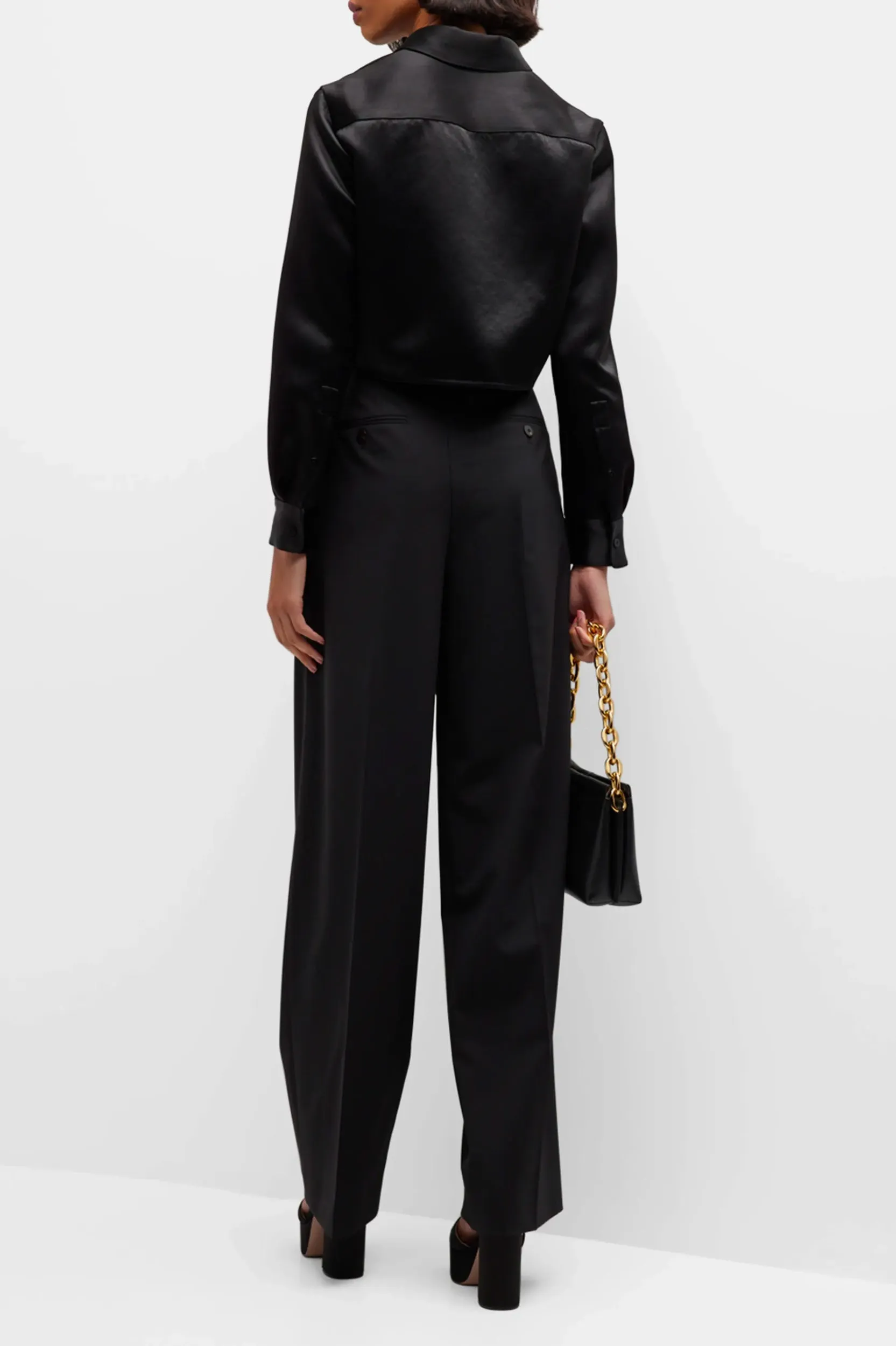 Double Pleat Pant in Black - Tall