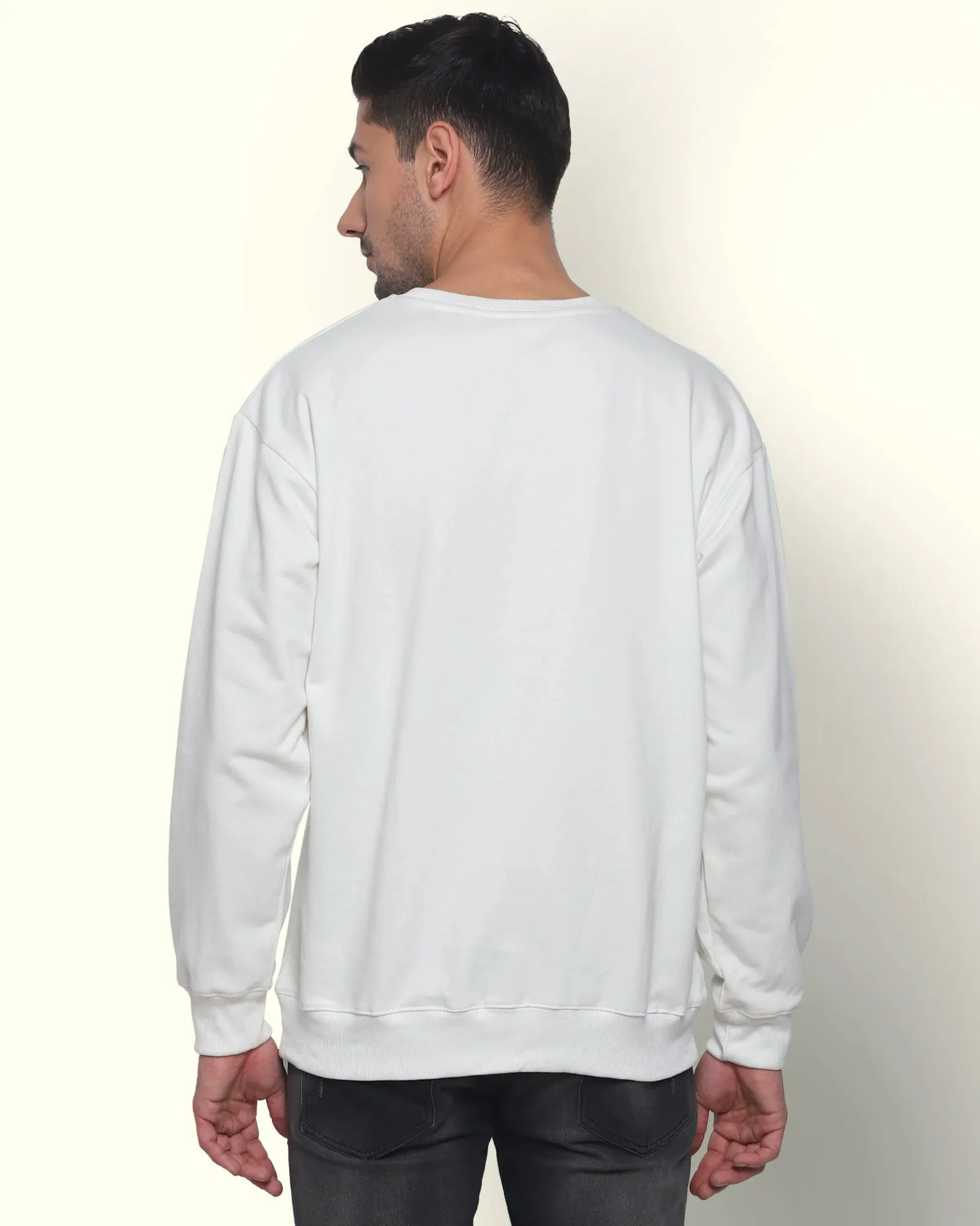 Drop Shoulder Sweatshirt: Ivory Cream