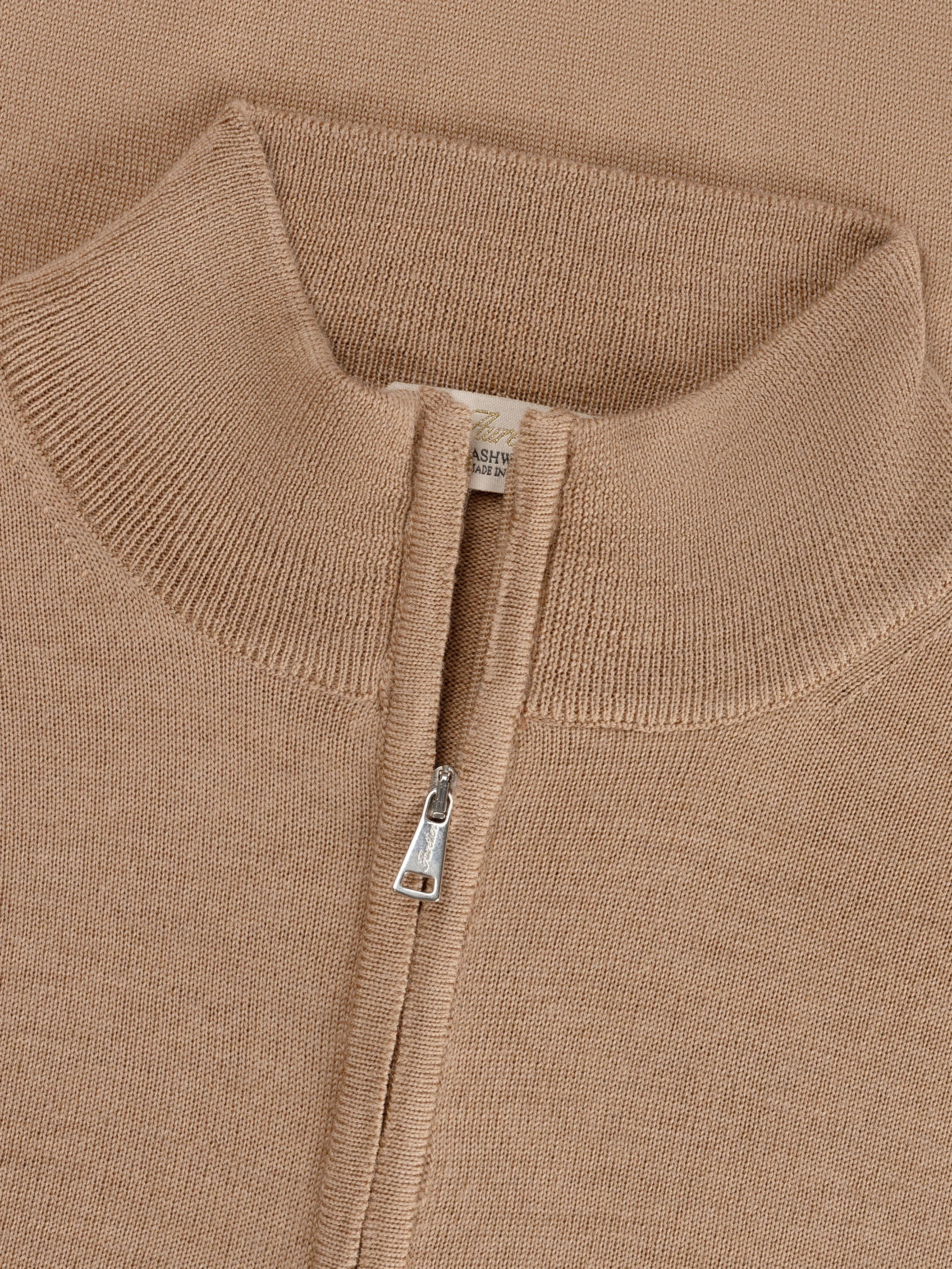 Extrafine Merino Zipper Sweater Beige