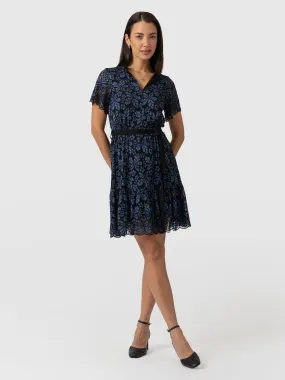 Fearne Lace Mini Dress - Blue/Black