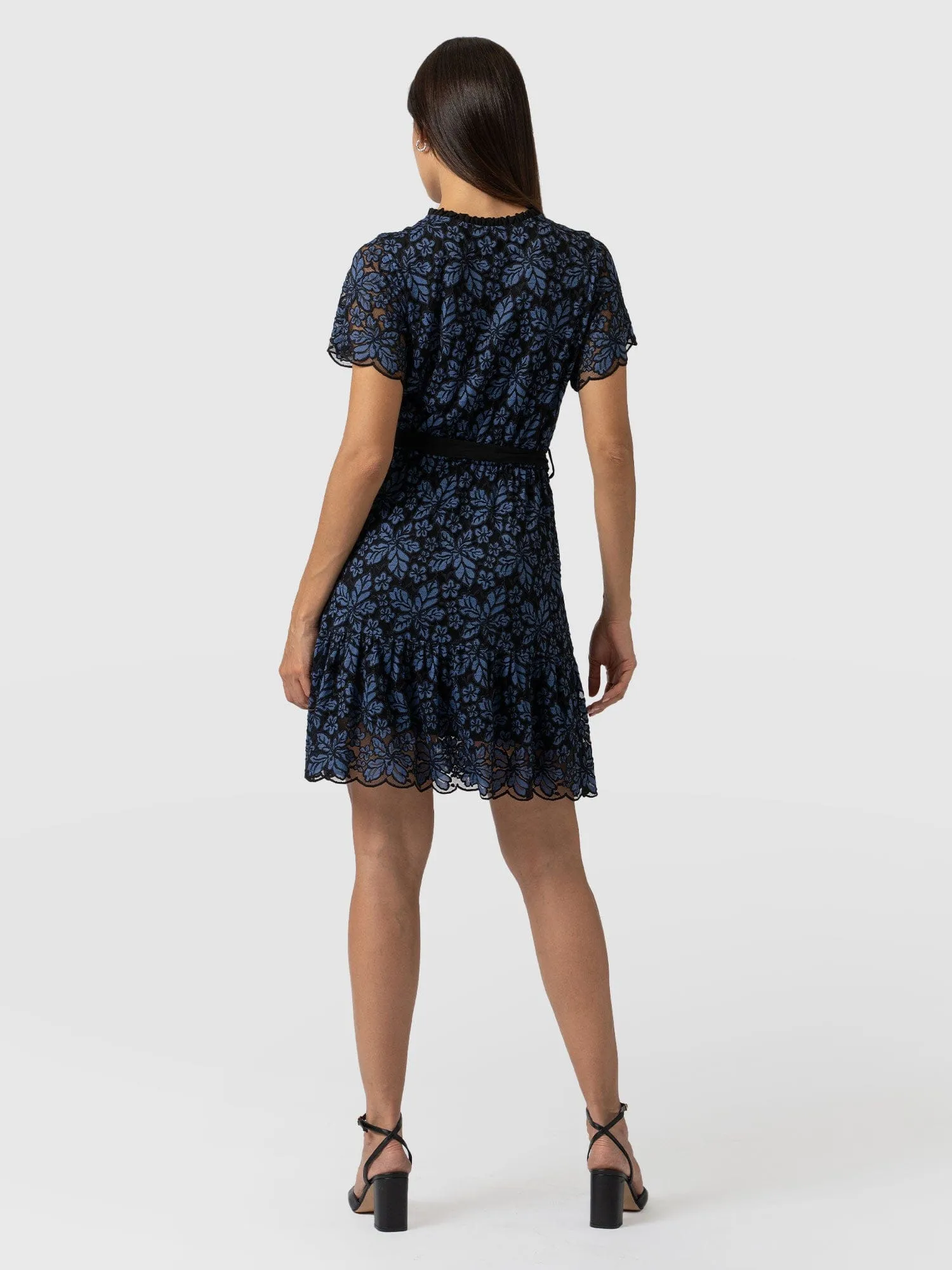 Fearne Lace Mini Dress - Blue/Black