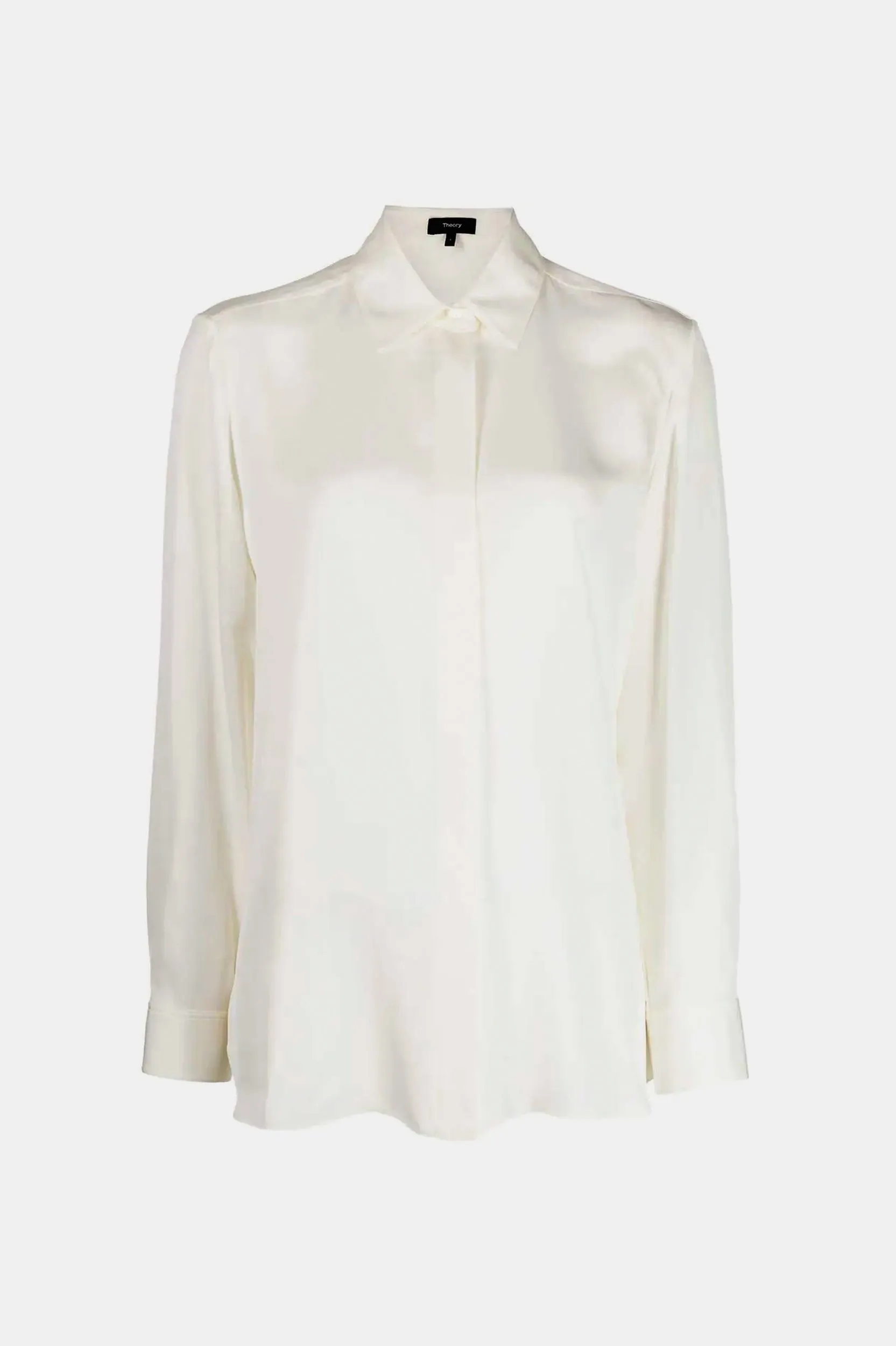 Fitted Silk Georgette Shirt in Ivory