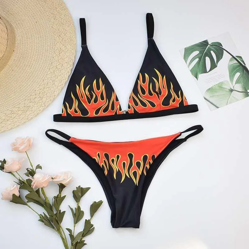 Flame Print Bikini