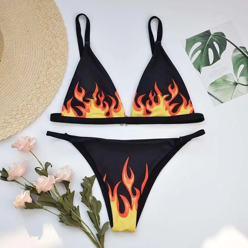 Flame Print Bikini