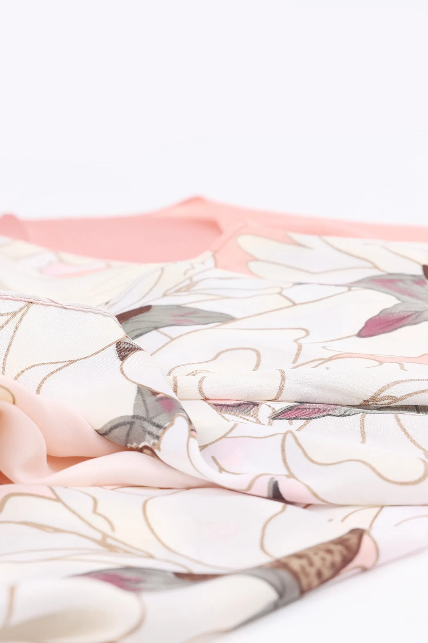 FLORAL SILK SCARF-PINK