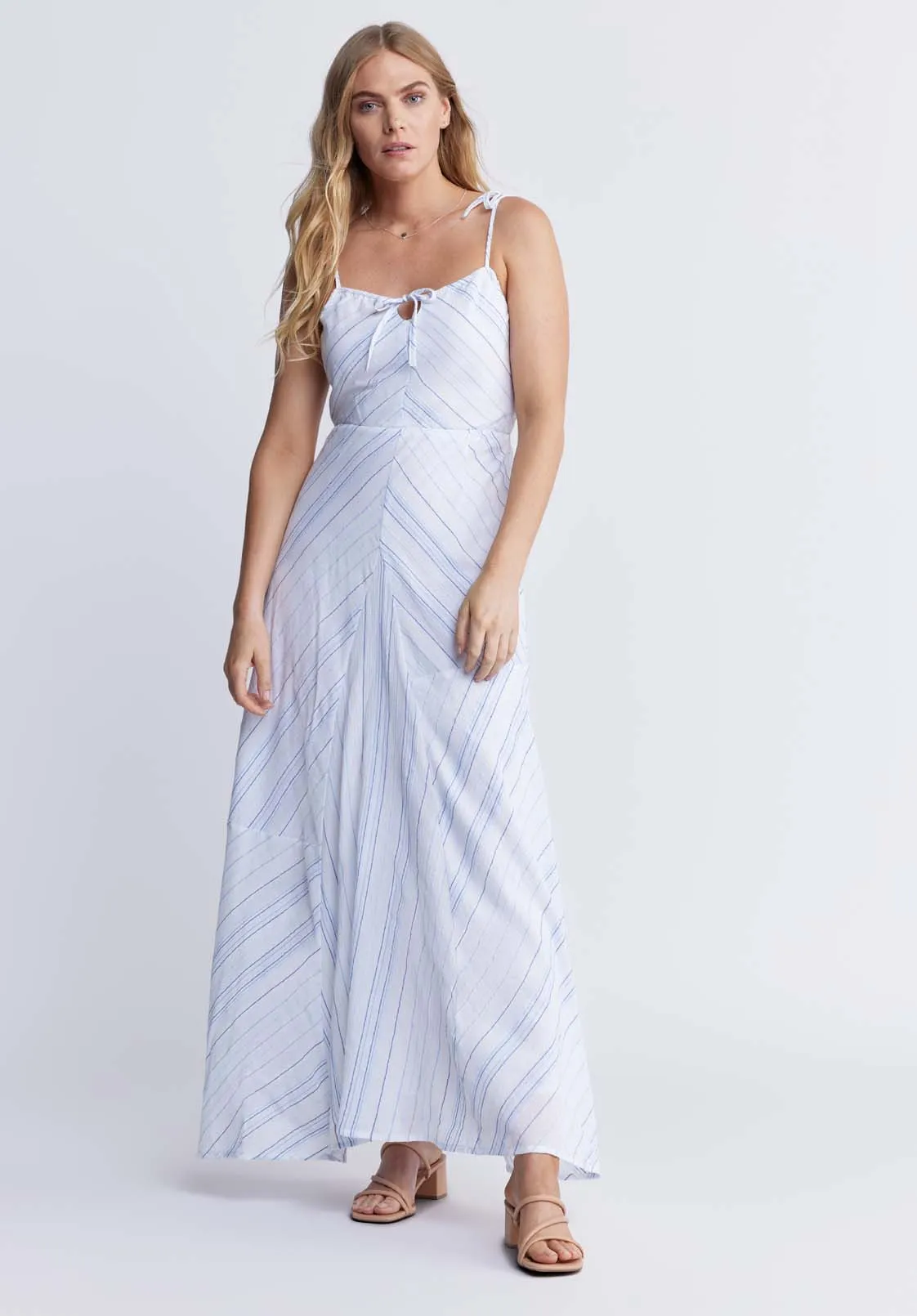 Floriane Women’s Striped Maxi Dress in White - WD0045P