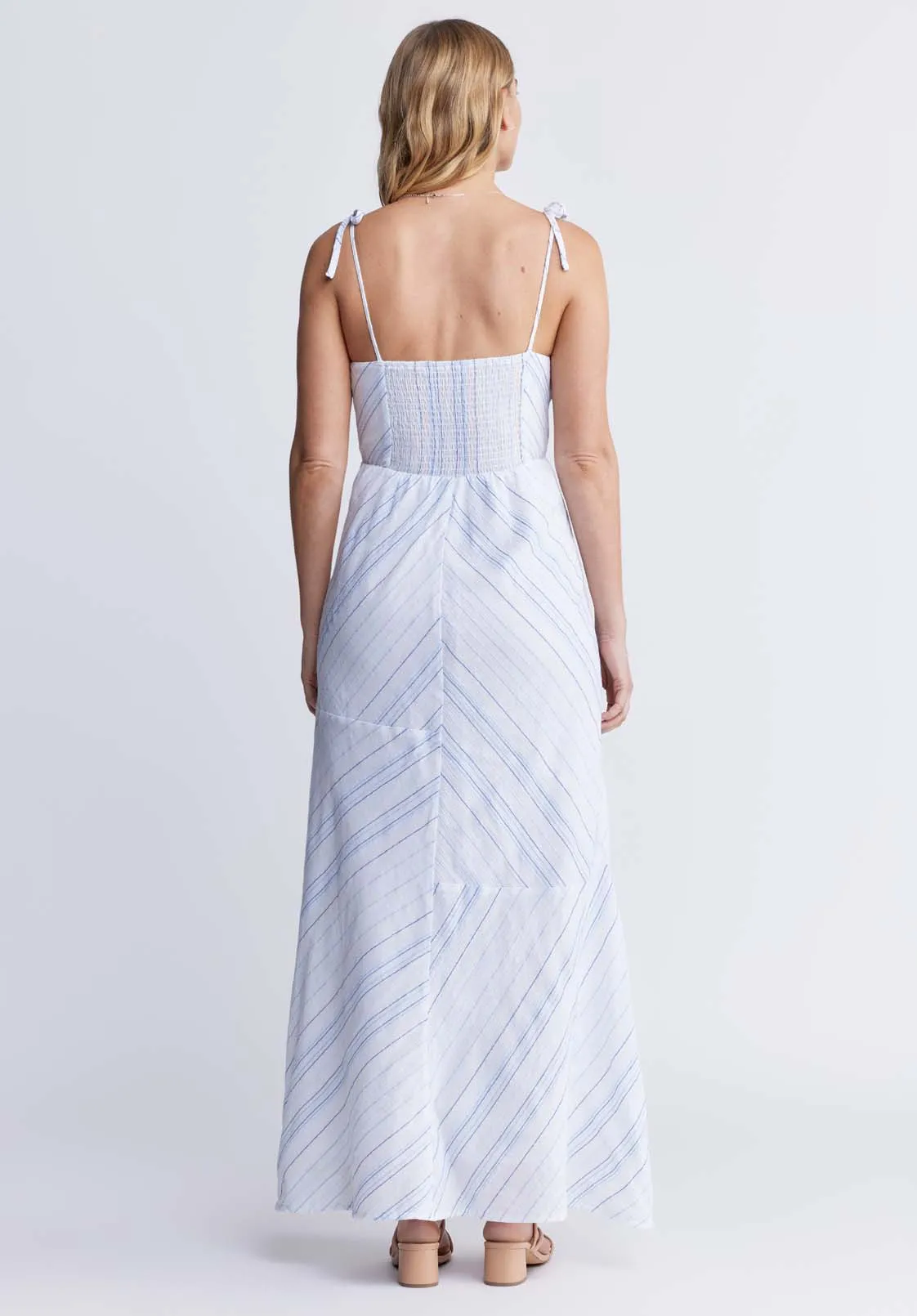 Floriane Women’s Striped Maxi Dress in White - WD0045P