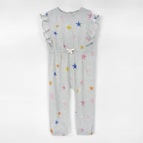 Girls Fashion All Over Printed Soft Cotton Frill Jumpsuit 1200