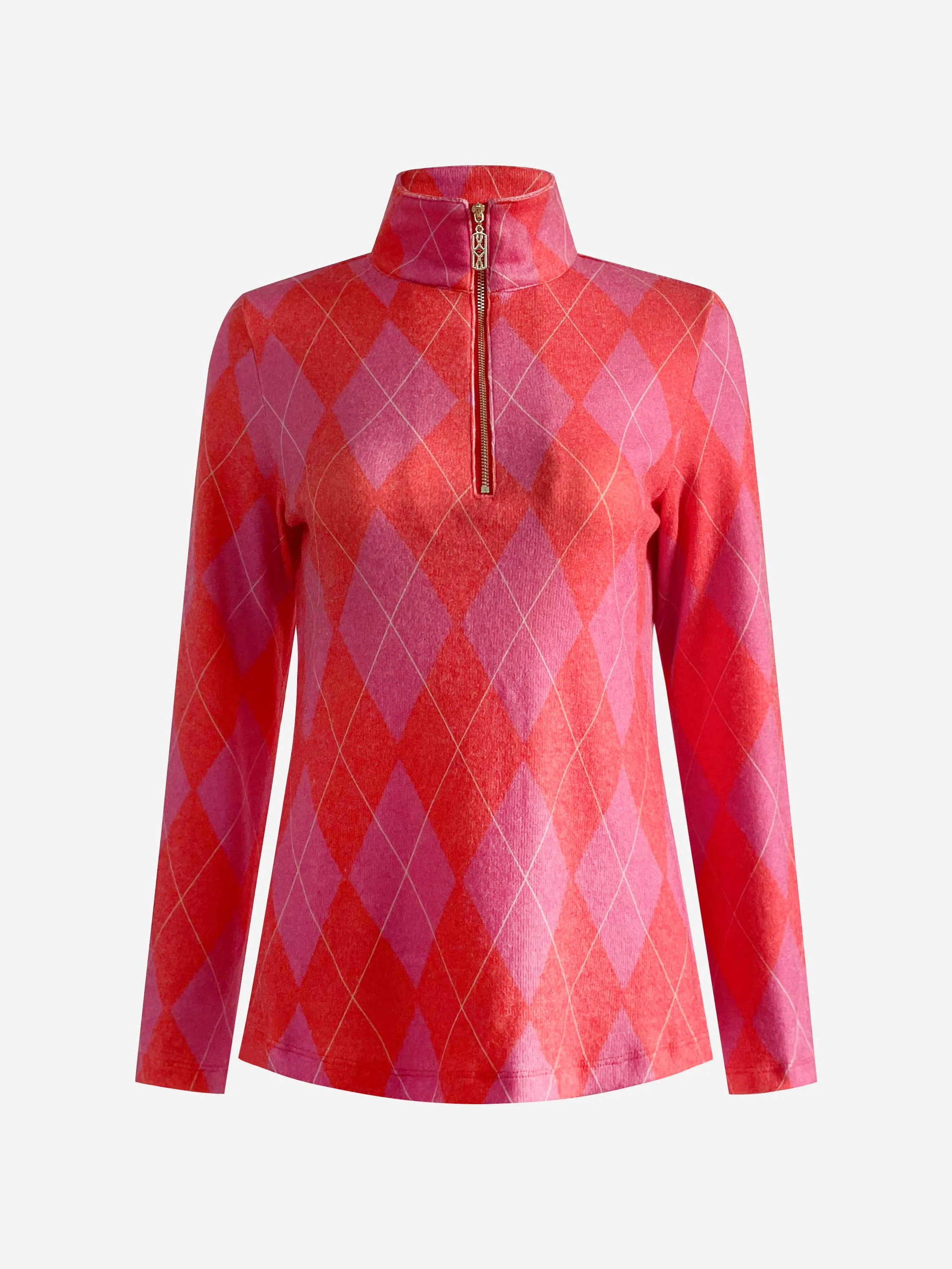 Golf Top Knit Argyle Red