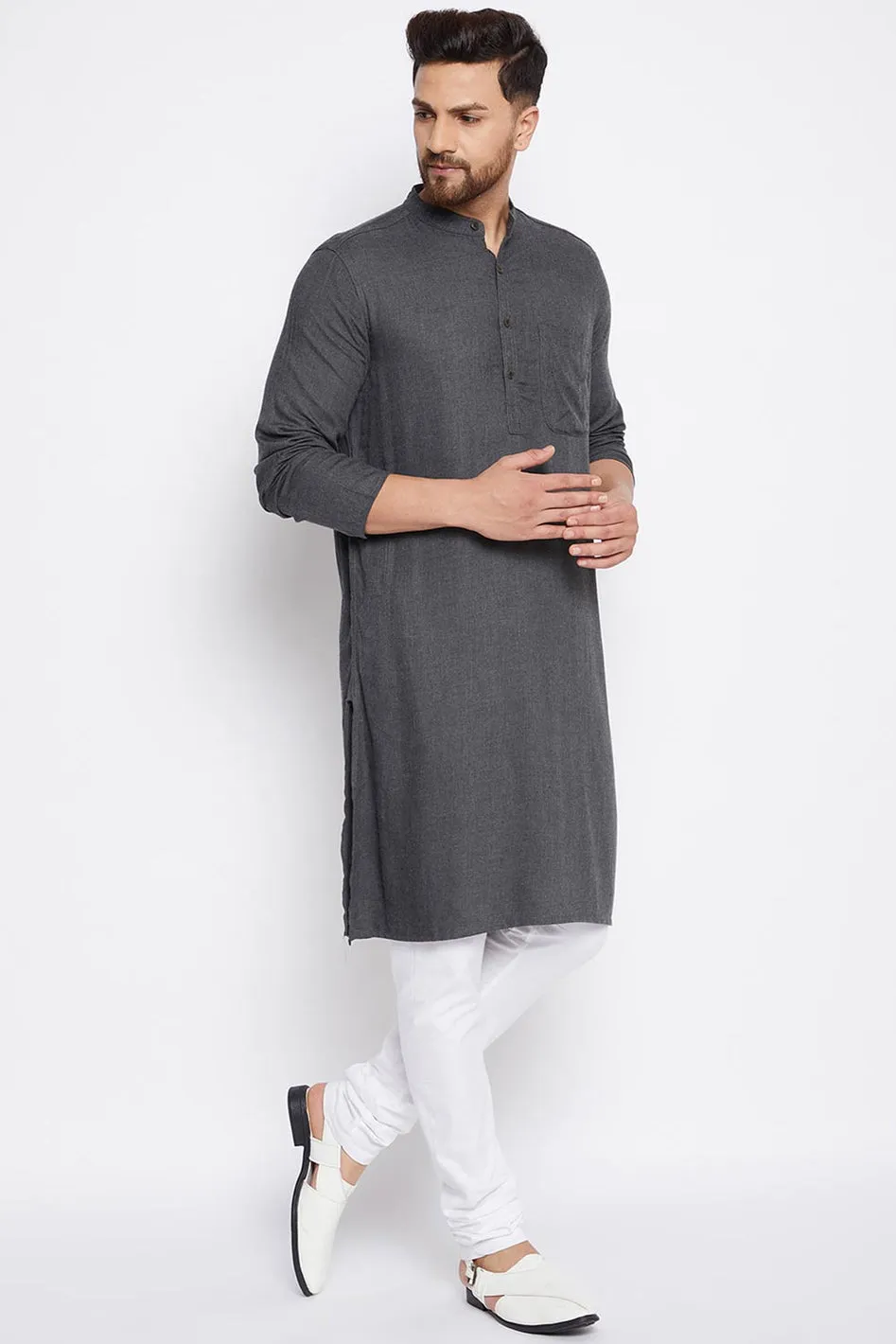 Gray Cotton Kurta