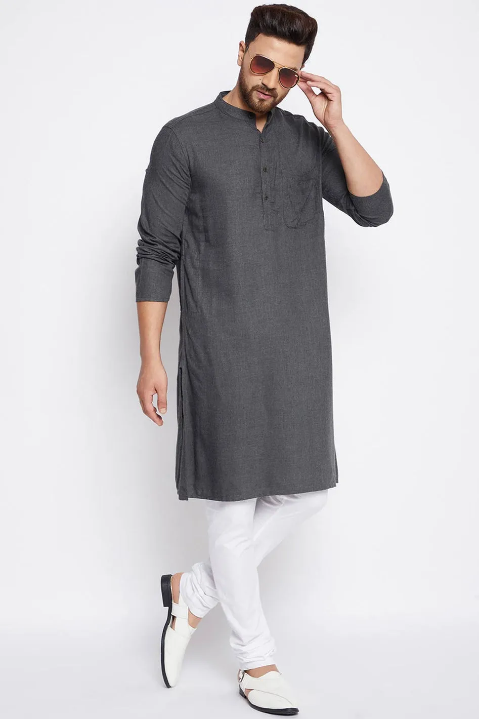 Gray Cotton Kurta