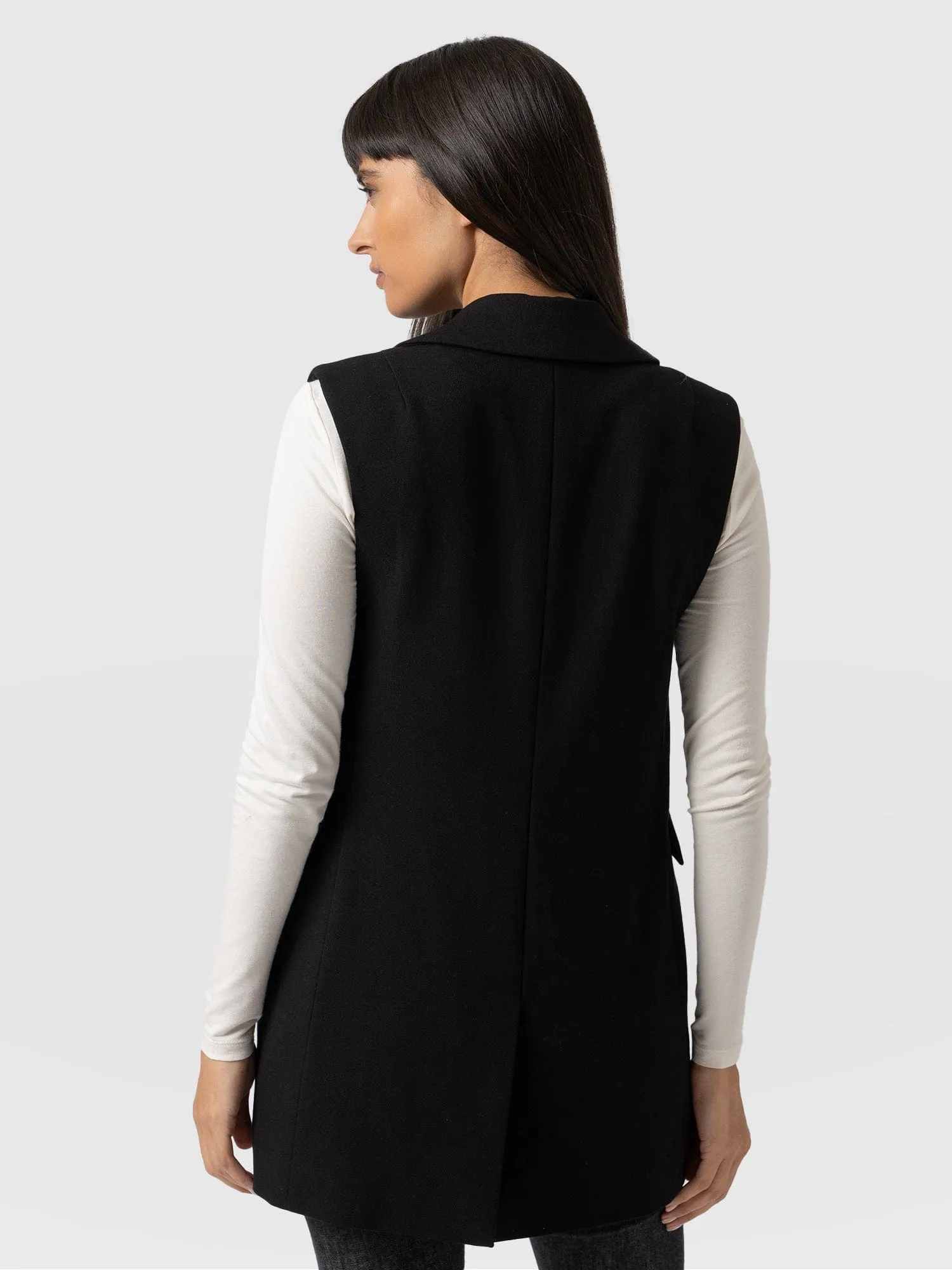 Greenwich Sleeveless Blazer - Black