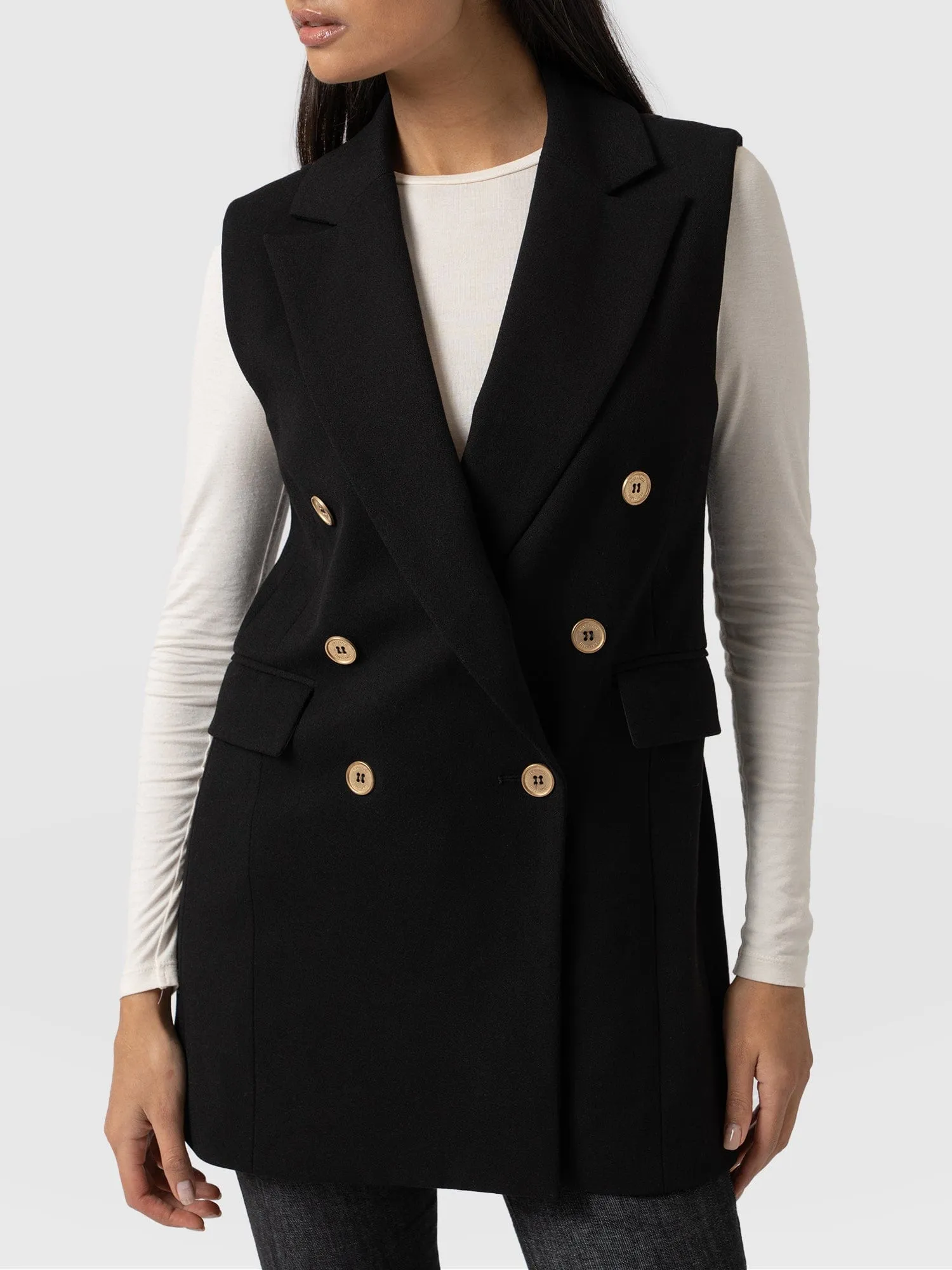 Greenwich Sleeveless Blazer - Black