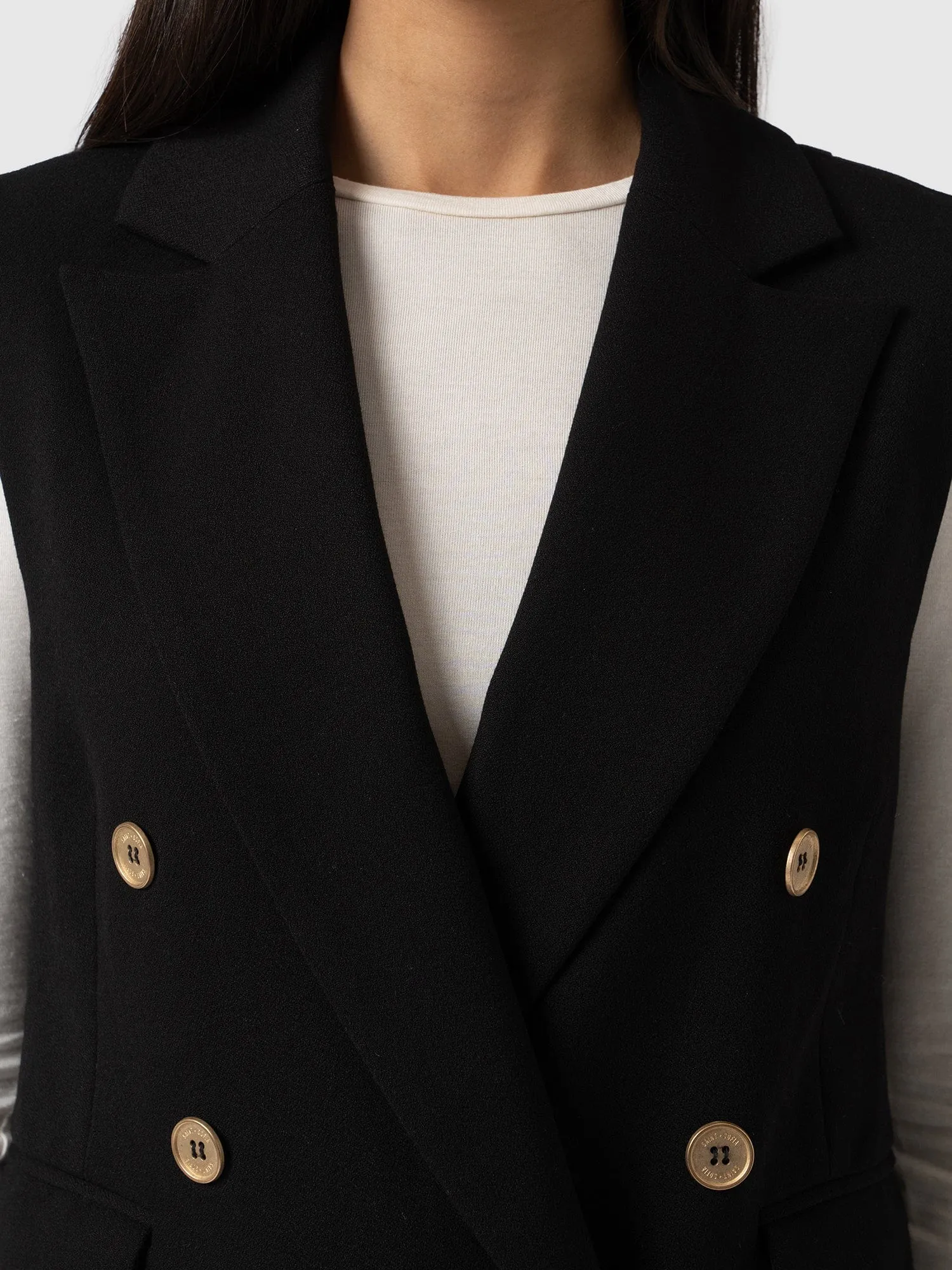 Greenwich Sleeveless Blazer - Black