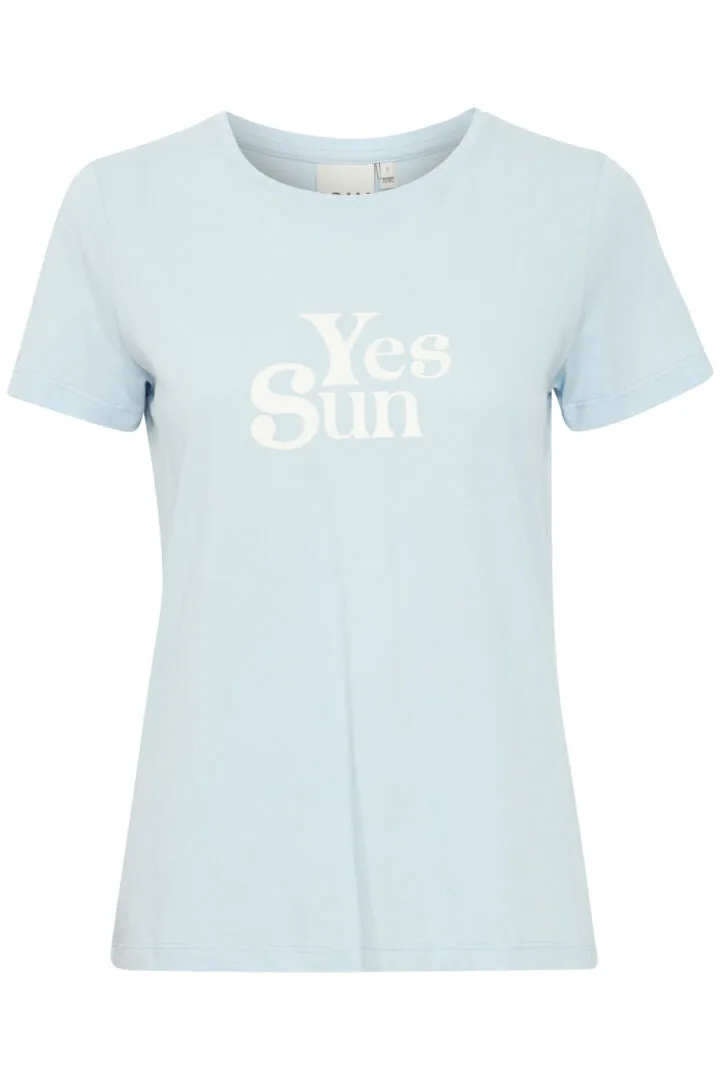 Ichi Camino Slogan T Shirt-Cashmere Blue-20121024