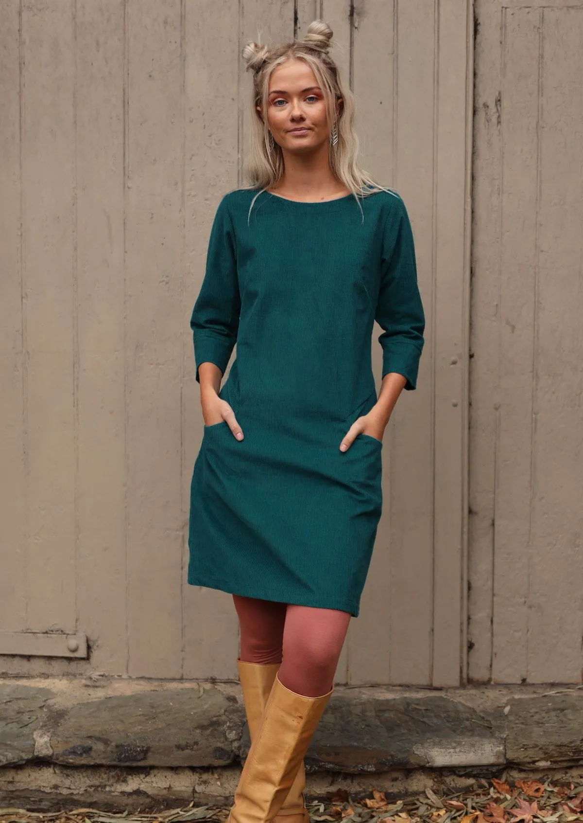 Jamie Corduroy Dress Deep Teal