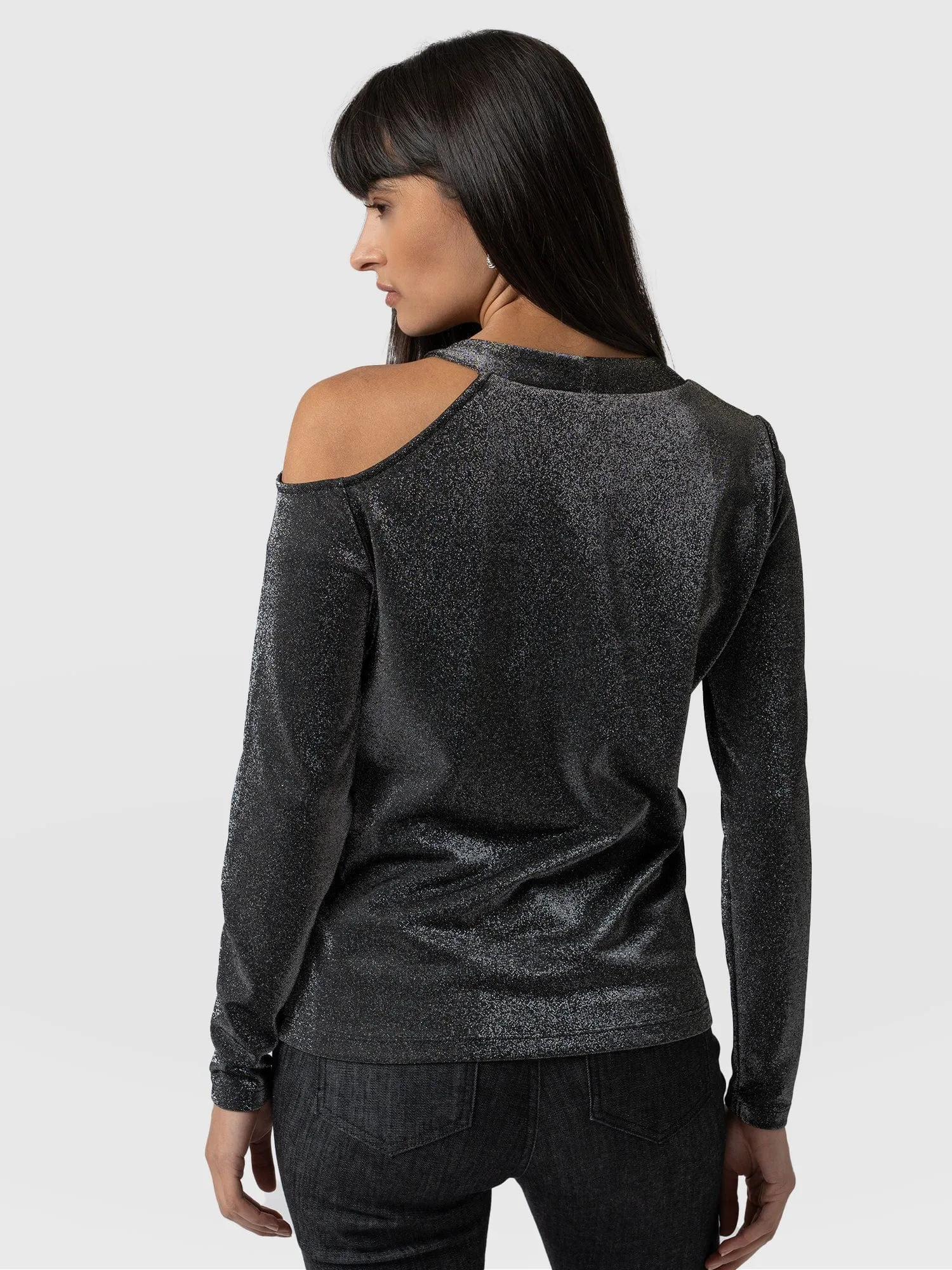 Jasna Cold Shoulder Tee - Silver