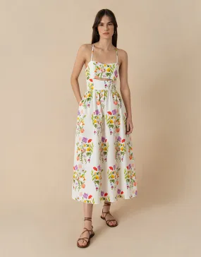 Jordan Pique Midi Dress - Terrazzo Flower White - SALE