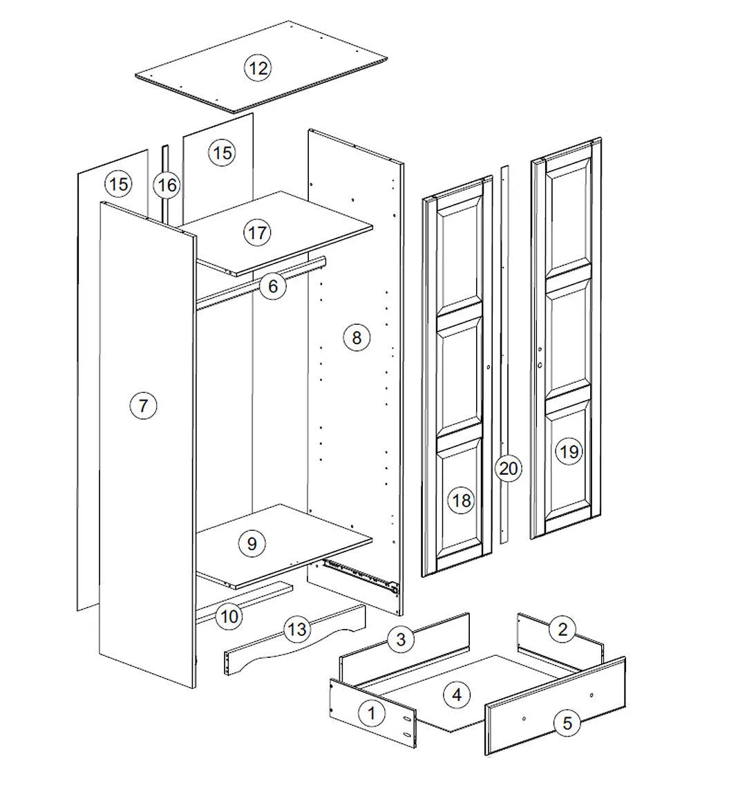 Kaulage Java Wardrobe with 2 Shelf