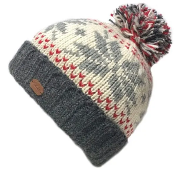 Kusan - Bobble Hat Turn Up - Snowflake White