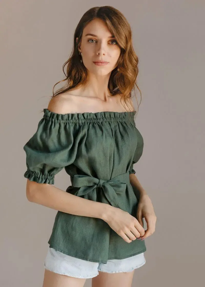 Lia Linen Top Pine