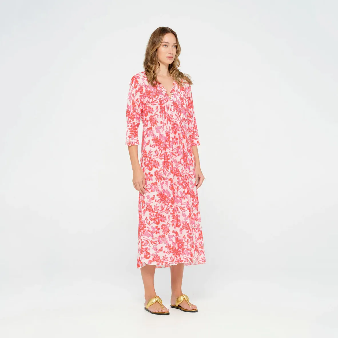 Long Poppy Antigua Pink Cotton Dress