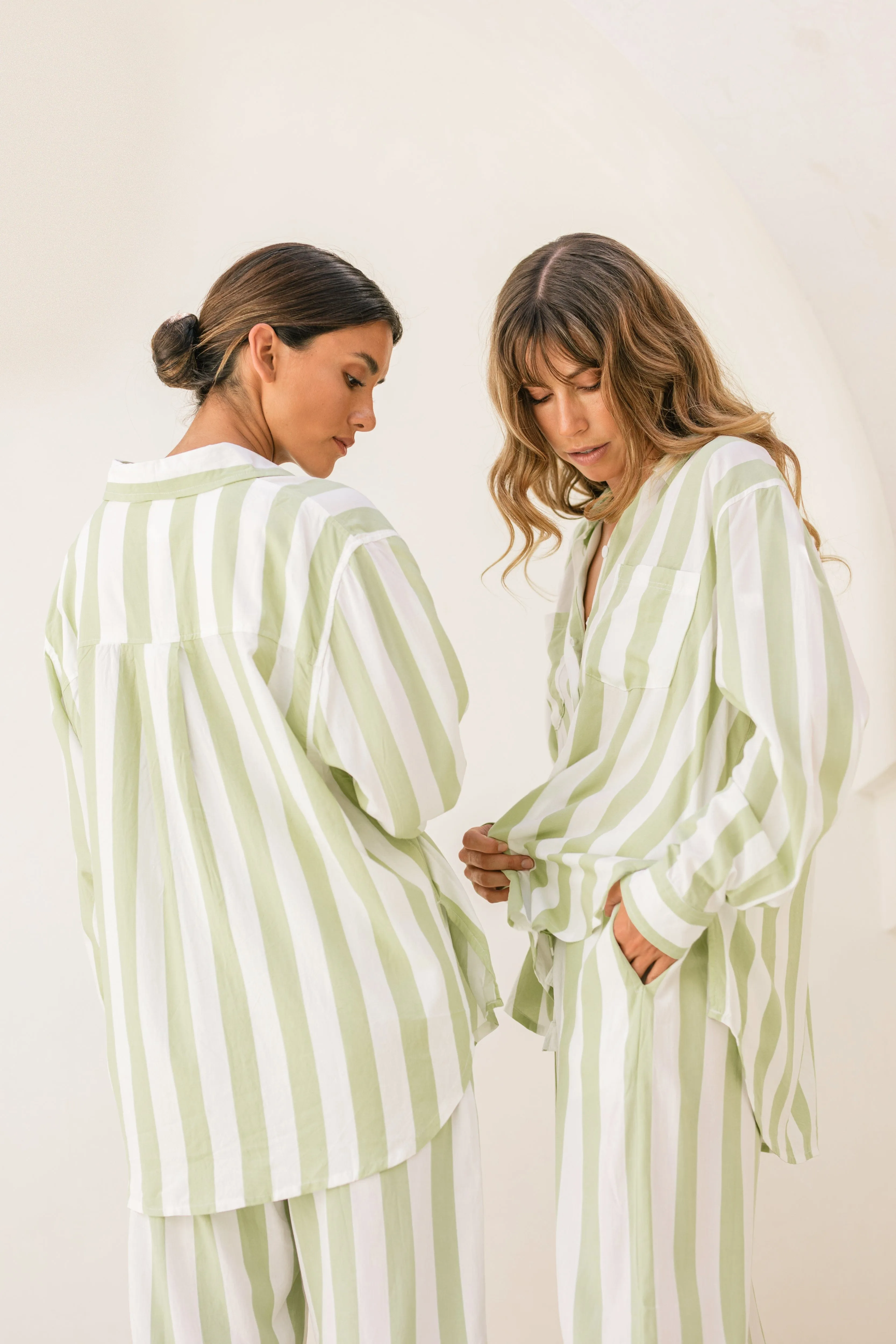 Marlon Long Sleep Set - Stripe - Margarita Green