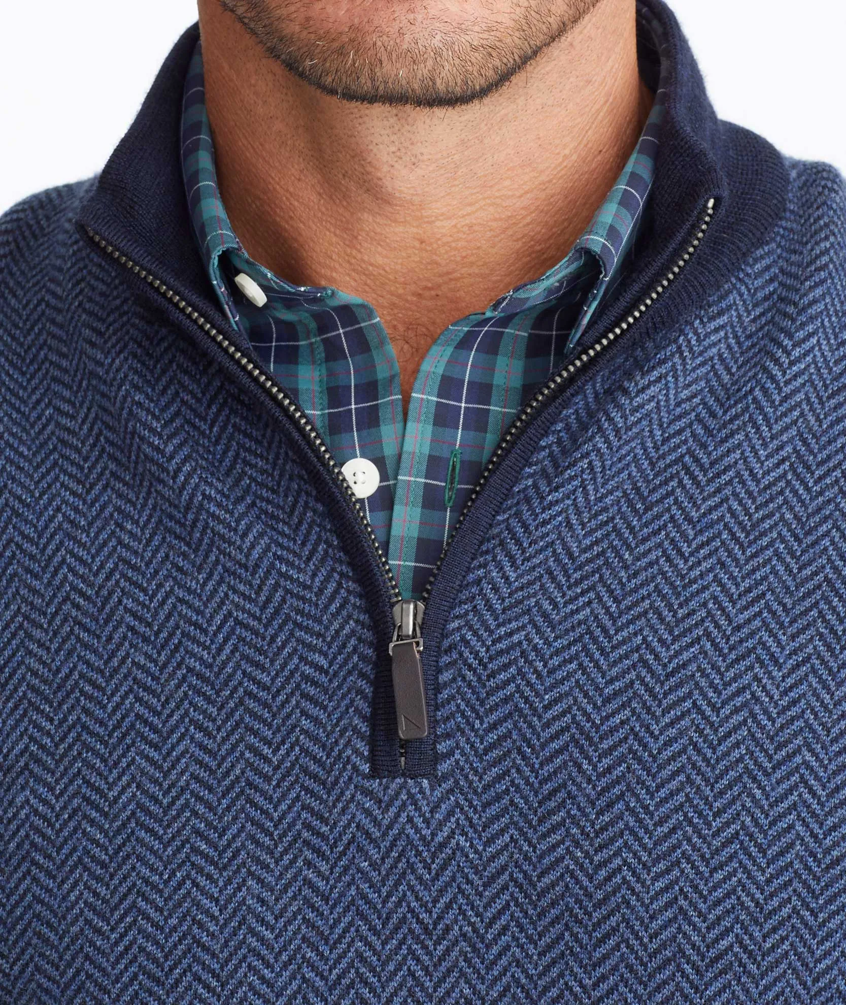 Merino Wool Herringbone Quarter-Zip Sweater - FINAL SALE