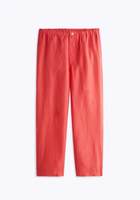 Milton Pajama Pant in Washed Red Linen