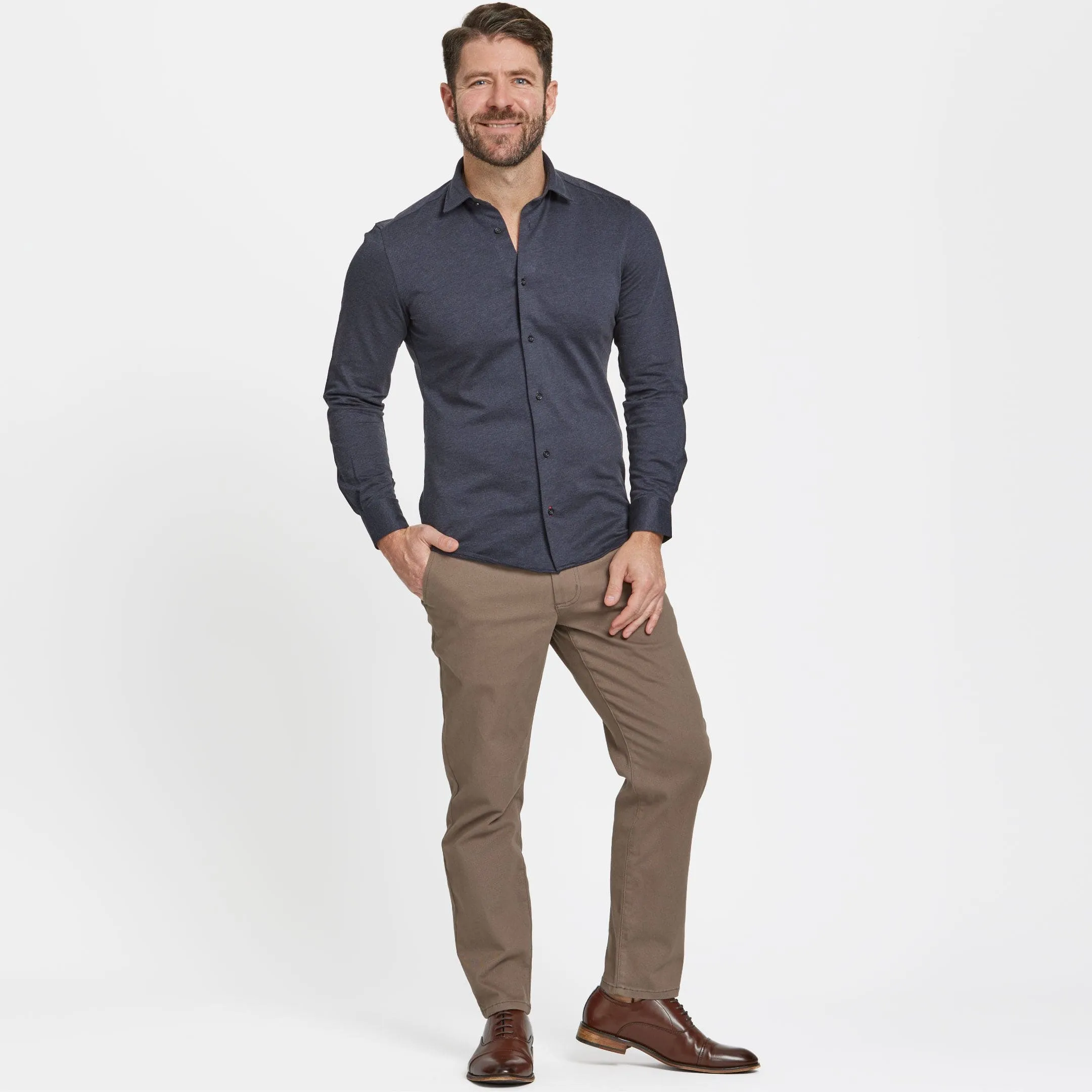 Navy Mélange Performance Stretch Shirt